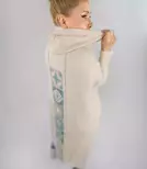 Długi kardigan sweter grecki wzór z wełną 